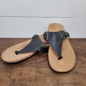Vionic Wanda Sandal Black Leather Orthotic Flip Flop Women's sz 10